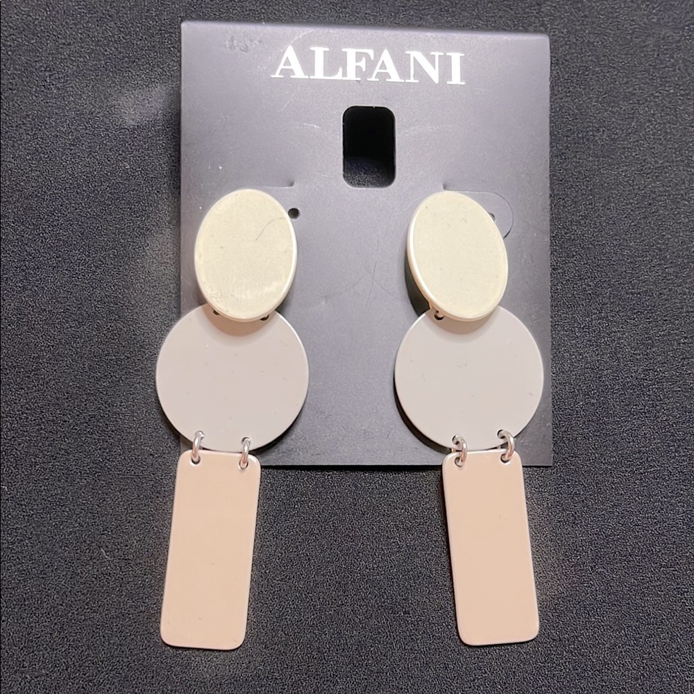 Alfani Cream Gray Tan Statement Earrings NWT